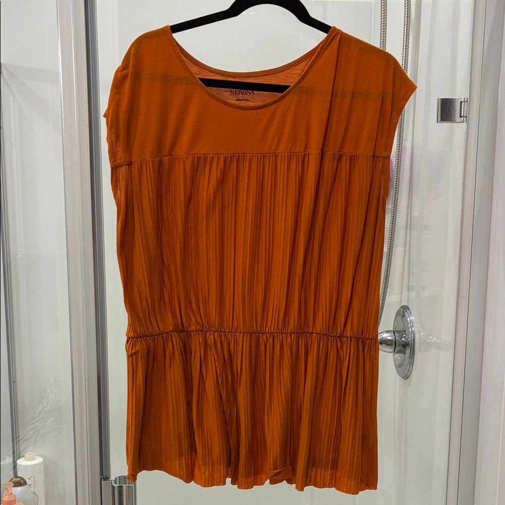 Mero a Terracotta Pleated Blouse